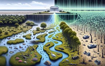 An AI-generated image interpreting how machine learning can estimate the reach of the Clean Water Act